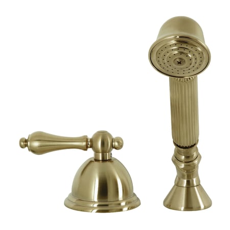 Kingston Brass KSK3357ALTR Deck Mount Hand Shower with Diverter for Roman Tub Faucet, Brushed Brass KSK3357ALTR